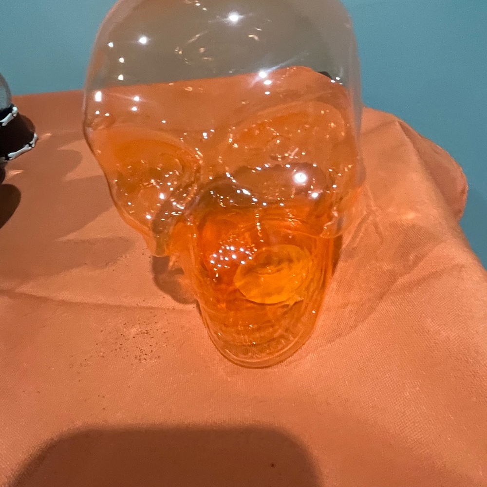 6/$25 Mystic Gray & Orange Plastic Skull with Cork Lid Set - Picture 13 of 15